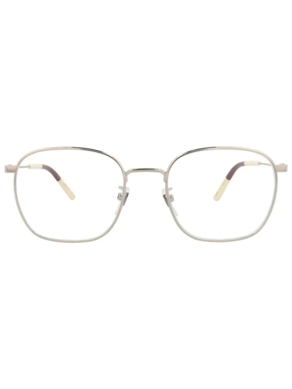 New Gucci Women's Eyeglasses Square Rectangle Metal Frame Mens Silver Silver